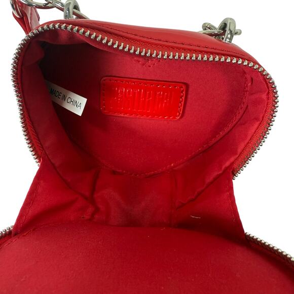 Poster Girl Red Heart Purse Rhinestone Fringe Mini Bag Patent Leather - Picture 8 of 9